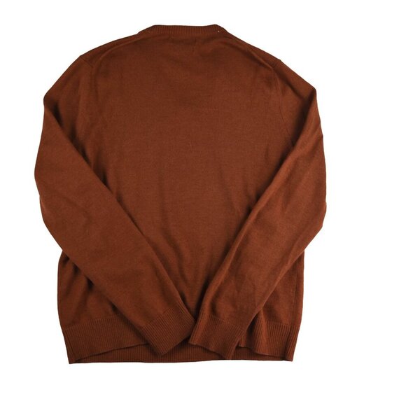 Banana Republic Men's V Neck Extra Fine Cashmere Sweater Rust Orange *W Flaws* L - Picture 2 of 8